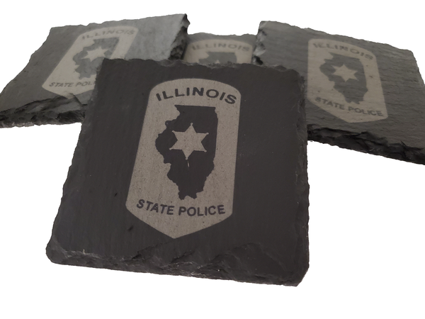 Illinois State Police Slate Coaster Set - IL State Trooper- Illinois Trooper Graduation Gift - State Police Gift