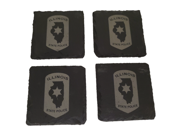 Illinois State Police Slate Coaster Set - IL State Trooper- Illinois Trooper Graduation Gift - State Police Gift