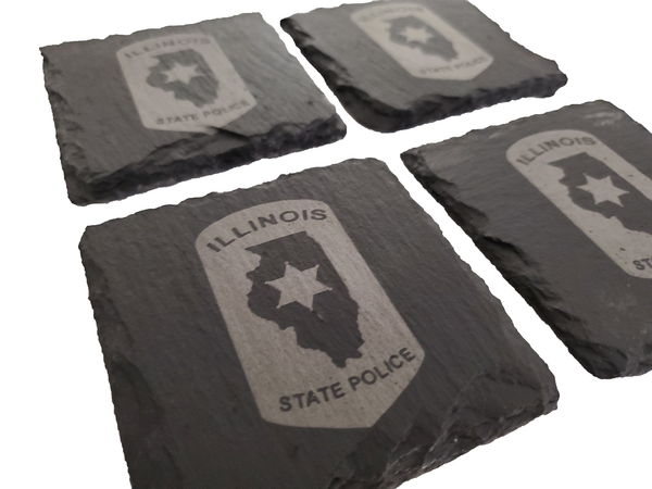 Illinois State Police Slate Coaster Set - IL State Trooper- Illinois Trooper Graduation Gift - State Police Gift
