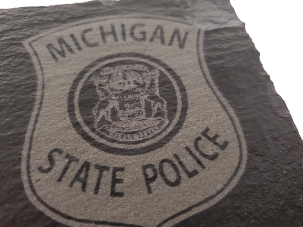 Michigan State Police Trooper Slate Coaster Set - MI State Police - MSP Graduation Gift