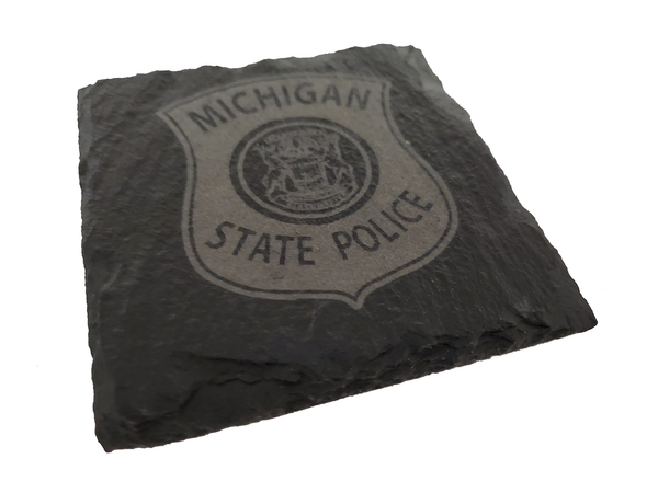Michigan State Police Trooper Slate Coaster Set - MI State Police - MSP Graduation Gift