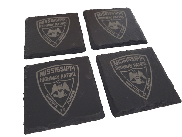 Mississippi Highway Patrol Slate Coaster Set - Mississippi State Trooper Graduation Gift - State Police - MS Highway Patrol Law Enforcement