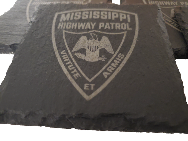 Mississippi Highway Patrol Slate Coaster Set - Mississippi State Trooper Graduation Gift - State Police - MS Highway Patrol Law Enforcement