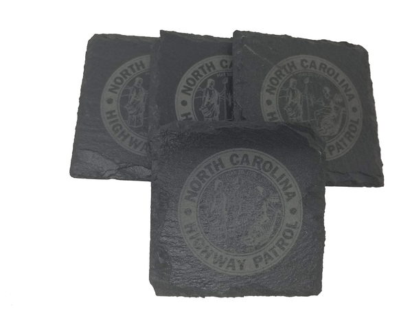 North Carolina State Highway Patrol Slate Coaster Set