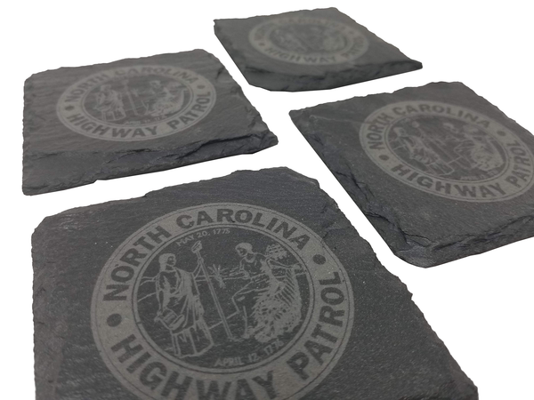 North Carolina State Highway Patrol Slate Coaster Set