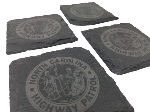 North Carolina State Highway Patrol Slate Coaster Set