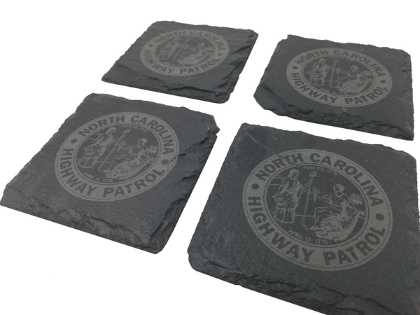North Carolina State Highway Patrol Slate Coaster Set