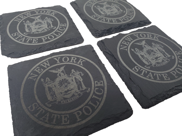 New York State Police Trooper Slate Coaster Set - NY State Police - NYSP Graduation Gift