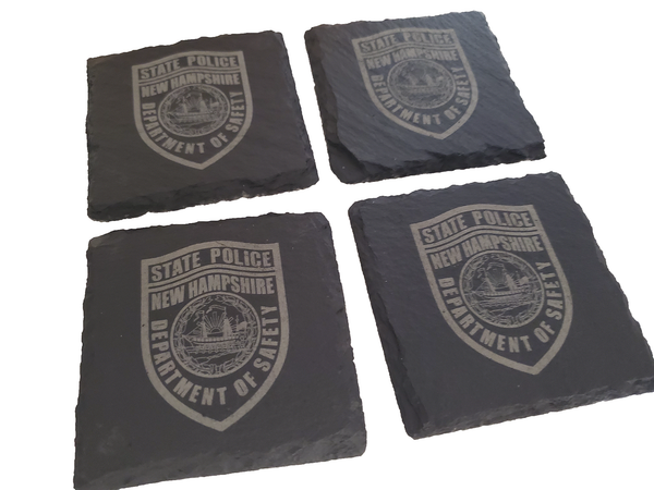 New Hampshire State Police Slate Coaster Set - NH Trooper Graduation Gift - State Police - NHSP Law Enforcement