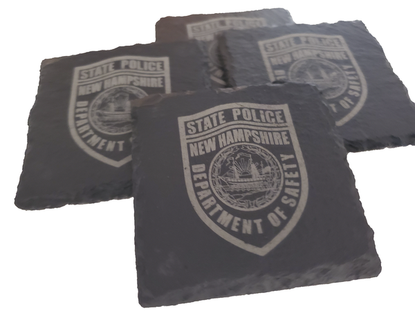 New Hampshire State Police Slate Coaster Set - NH Trooper Graduation Gift - State Police - NHSP Law Enforcement