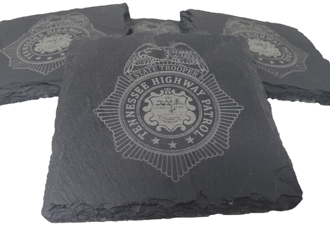 Tennessee Highway Patrol Trooper Slate Coaster Set - TN State Trooper- Tennessee Trooper - Graduation Gift - State Police Gift