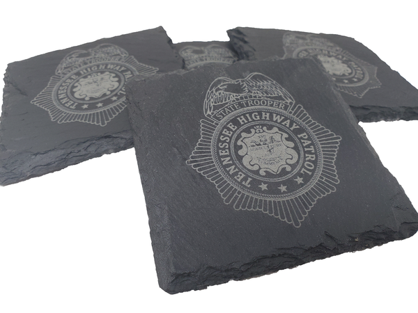 Tennessee Highway Patrol Trooper Slate Coaster Set - TN State Trooper- Tennessee Trooper - Graduation Gift - State Police Gift