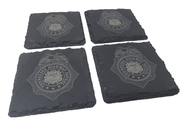 Tennessee Highway Patrol Trooper Slate Coaster Set - TN State Trooper- Tennessee Trooper - Graduation Gift - State Police Gift