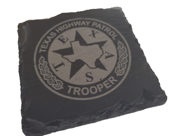Texas Highway Patrol Slate Coaster Set - Texas Trooper Graduation Gift - State Police - TX Public Safety