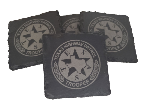 Texas Highway Patrol Slate Coaster Set - Texas Trooper Graduation Gift - State Police - TX Public Safety