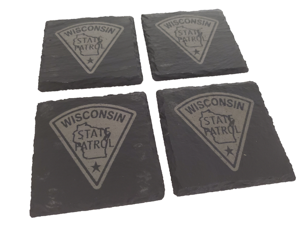 Wisconsin State Patrol Slate Coaster Set - WSP Graduation Gift