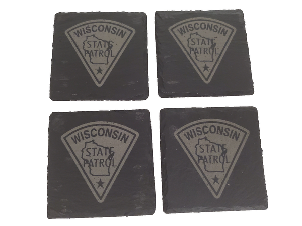 Wisconsin State Patrol Slate Coaster Set - WSP Graduation Gift