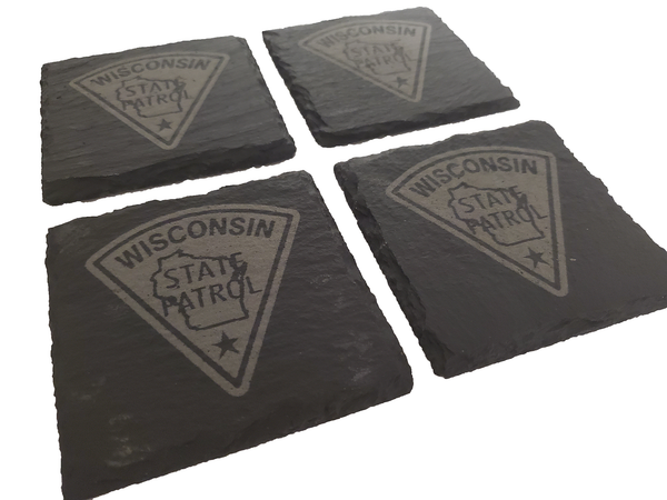 Wisconsin State Patrol Slate Coaster Set - WSP Graduation Gift