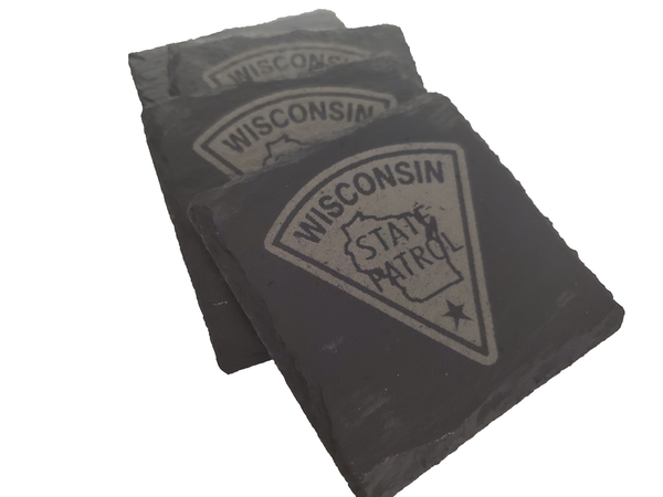 Wisconsin State Patrol Slate Coaster Set - WSP Graduation Gift