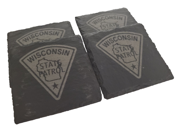 Wisconsin State Patrol Slate Coaster Set - WSP Graduation Gift